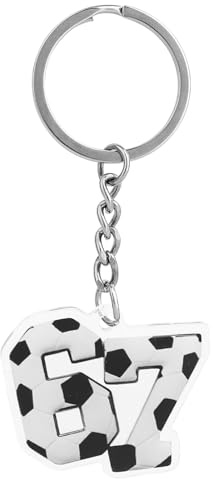 Mikovivi 67 Sport-Schlüsselanhänger, Acryl-Schlüsselanhänger mit 67-Meme-Motiv Leichter Schlüsselanhänger mit Sportmotiv Originelles Geschenk-Accessoire für Familie Freunde Frauen Männer (Fußball)