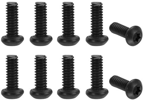 sourcing map 10pcs Pocket Clip Screws T6 Torx Head 6mm Thread Length Black | Folding Knife Fasteners Stainless Steel Electroplated Shaft Pivot Pins Screws for Blade Fixing