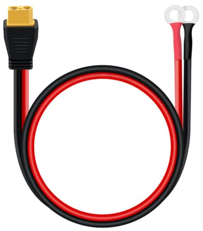 HuaLiSiJi XT60 zu O Ring Klemmenkabel 12AWG XT60 Weiblich zu O Ring Verlängerungskabel für Ferngesteuerten Spielzeugautos, RC Batterien Powerstation (0.3 m)