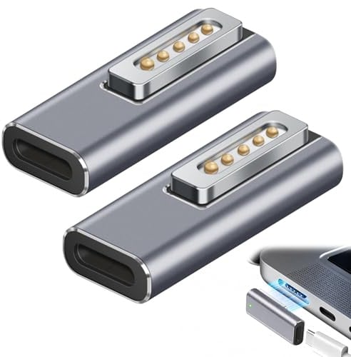 HNCY 2 Stück Magnet USB-C auf MagSafe 2 Adapter, T-Stecker Ladeadapter | PD 100W, 20V 5A Max, Magnetischer USB C zu MagSafe 2 für MacBook Air 2012-2017 und MacBook Pro Retina 2012-2015