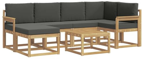 vidaXL Outdoor-Sofagarnitur 7 pcs Weiß und Anthrazit Massivholz Akazie, Garten Sofa, modernes Eckset, wetterfestes Loungemöbel, Terrassen Sitzmöbel für entspannten Komfort
