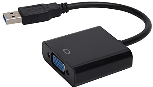 Tbest Usb3.0 To Vga Converter Cable 5Gbps Hd 1080P Adapter 15Pin Female External Video Card For Laptop Projector Tv Multi Display Plug And Play (Black)