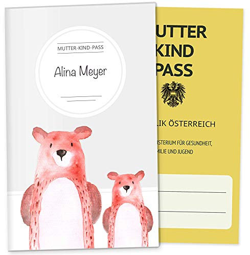 OLGS Mutterkindpasshülle Österreich Waldtiere Bär, MKP Hülle personalisierbar, Schutzhülle