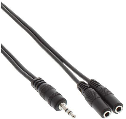 InLine Wentronic 99300A Câble stéréo en Y avec fiche jack 3,5 mm vers 2 prises jack 3,5 mm 1 m