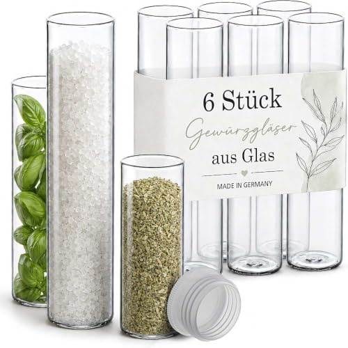 Tuuters Gewürzgläser mit Verschluss (100 x Ø30 mm), kleine Glasfläschchen | Reagenzgläser mit Flachboden, 50 ml, 30 mm Durchmesser – ideal als Gastgeschenk zur Hochzeit, für Kräuter oder Badesalz