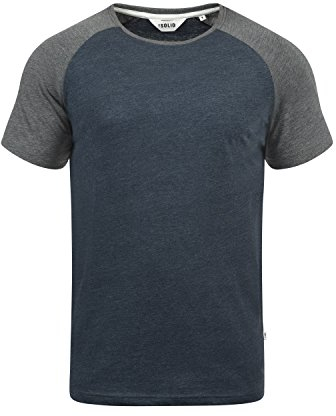 Solid SDBastian Herren T-Shirt Kurzarm Shirt mit Rundhals-Ausschnitt Baumwollmischung Regular fit, Größe:L, Farbe:Blue Grey Melange (G8991)