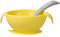 b.box Bowl and Spoon Feeding Set with Easy Grip Handles, Non-Slip Base (Lemon Sherbet)