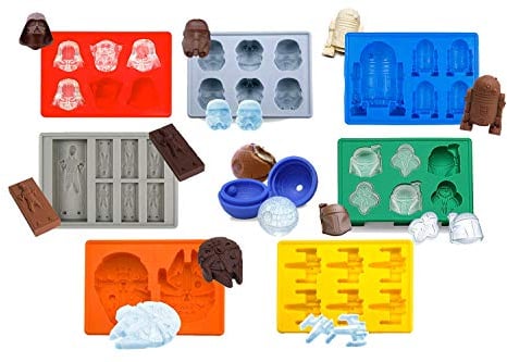 Set of 8 Star Wars Silicone Ice Trays Mould Chocolate Moulds: Stormtrooper, Darth Vader, X-Wing Fighter, Millennium Falcon, R2-D2, Han Solo, Boba Fett, and Death Star Ideal for Jelly, Baking Soap