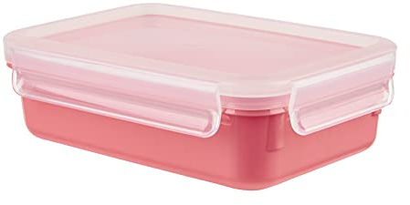 Emsa N10126 Clip & Close Color Edition Frischhaltedose | 0,8 Liter | 100% auslaufsicher/hygienisch | BPA-frei | spülmaschinen-, mikrowellen- und gefriergeeignet | Koralle