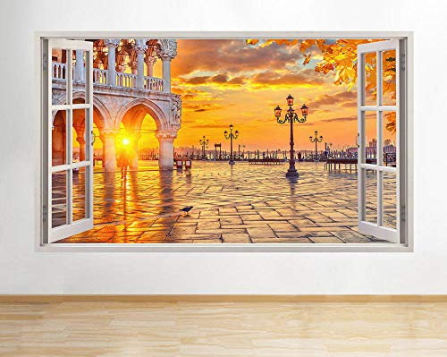 Etiqueta De La Pared 3D -Marco Sunrise Ventana Pared Calcomanía Arte Pegatinas Vinilo Habitación Vinilos Pared, Decoracion Hogar 80x125cm