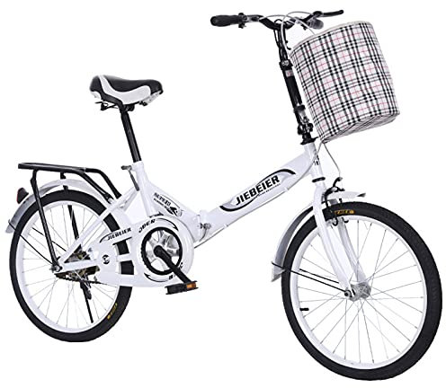 Faltrad, 20 Zoll Ultraleichtes Tragbares Faltrad, Retro Style City Bikes Faltbares Trekking Fahrrad Leichtes Fahrrad, Erwachsene Outdoor Reitausflug White,20 in