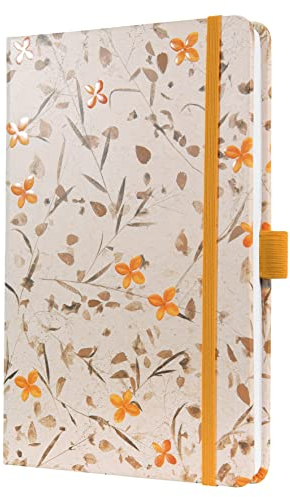SIGEL JN341 Notizbuch A5 liniert orange/grün, Tagebuch Jolie, Hardcover, Gummiband, Stiftschlaufe, Einstecktasche, aus nachhaltigem Papier