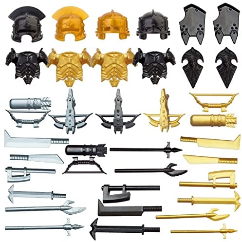 TopBrixx Custom Minifiguren Waffen Set, 35 Stück Custom Waffen Set für Ork Minifiguren, Figuren Waffen Kompatibel mit Lego