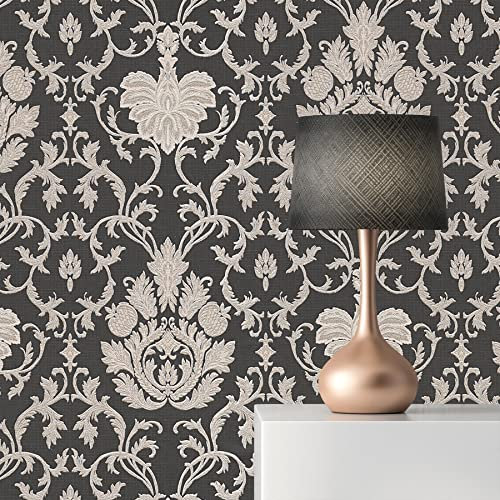 TADESSI Tapete Barock Samuel M1-No.2443 | Papiertapete | Gold | Schwarz | Ornament | Klassik | Barocktapete