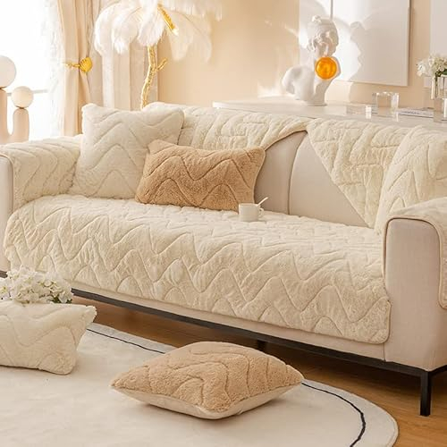 WYJHNLBEDC Sofa/Couch überzug, Sofa überwurfdecke, Warmer Super Weicher Plush Fleecedecke Sofabezug 1 2 3 Sitzer L Form U Form Ecksofa, Sofaschutz Hund Katze(70x70cm), 2-weiss