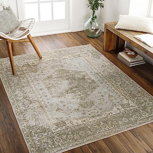 Livabliss Al Khor Teppich waschbar in der Waschmaschine - Vintage Teppich waschbar für Wohnzimmer 160x213 cm, Schlafzimmer, Küche - Orientalischer Boho Teppiche, Teppich Groß in Beige, Elfenbein