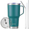 SUNTQ 30oz 850ml Tumbler mit Griff - Wiederverwendbare Reise Kaffee Tasse mit Stroh, Deckel - Doppelwandige Vakuum Isolierte Kaffeetasse - Thermische Tasse aus Edelstahl (Blau)