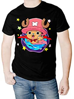 One Piece Chopper Cotton T-Shirt, Black/White, XXL