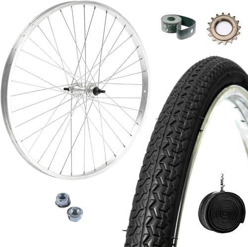 CERCHIO RUOTA COMPLETA POSTERIORE + COPERTONE + CAMERA + ROCCHETTO 26 X 1. 3/8 BICI ALLUMINIO/ACCIAIO 26X1.38 OLANDA - BICICLETTA CITY BIKE - PASSEGGIO - DADI DI FISSAGGIO E FLAP INCLUSI