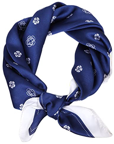 FAIRYGATE Seidenschal Damen Elegant Schal Blau Damen Bandana Seide Bunt Halstuch Damen Seide Seidentuch für Damen Muster Bandana Tuch perfekt für den Sommer DA2210