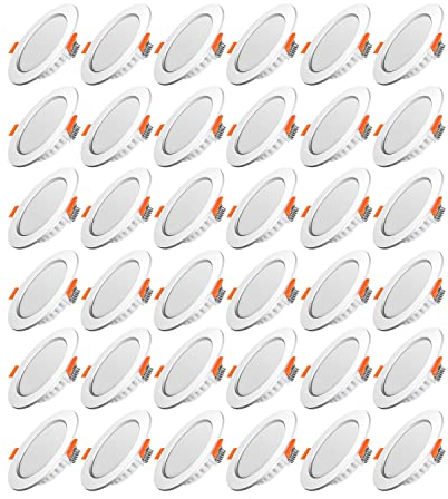 Tofisr LED Einbaustrahler Flach 230V Inkl. 36x 5W Einbauleuchten Slim Deckenstrahler IP20 Downlights Neutralweiß 4500K LED Spots Set