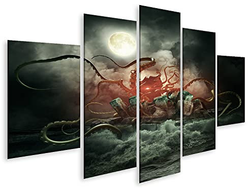 Prime Bild auf Leinwand Cthulhu der Nacht Horror Leinwandbilder Poster Wandbild Bilder