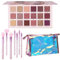 UCANBE - Make-up-Set für Frauen und Teenager, 18 Farben Nude Lidschatten + 7 weiche Make-up-Pinsel + rosa Kosmetiktasche
