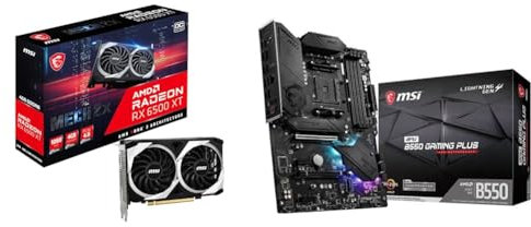 MSI Radeon RX 6500 XT MECH 2X 4G OC Gaming Grafikkarte - GPU 2685/2825 MHz & MPG B550 Gaming Plus (ATX AMD AM4 DDR4 M.2 USB 3.2 Gen 2 HDMI ATX Gaming Motherboard AMD Ryzen™ 5000 Prozessoren