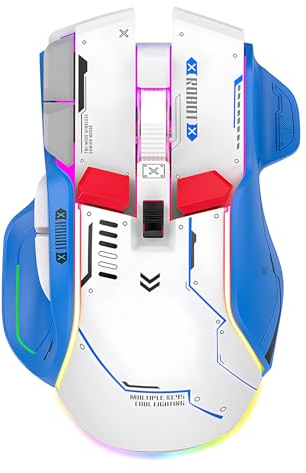 Lancoon Souris sans fil avec rechargeable triple mode de jeu, 5 DPI réglables, 2,4 G, lumière éblouissante silencieuse pour PC, ordinateur portable, travail, bureau (blanc)