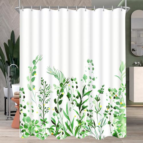 Lerores Rideau de douche 180 x 160 cm - Motif fleurs - Ourlet lesté - Textile anti-moisissure - Imperméable - Lavable - En tissu polyester - 12 cm - Avec œillets et anneaux de rideau de douche - Pour