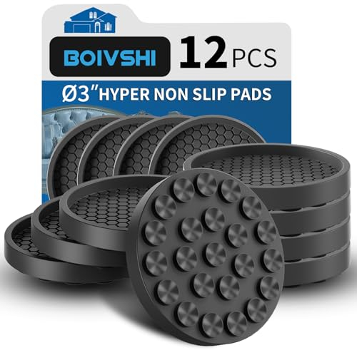 Ø76mm Übertreffen Silikon Möbeluntersetzer,Rund Couch Füße Anti Rutsch Pads,Bett Sofa Antirutsch Pads,rutschfest Bodenschutz Möbel Untersetzer,Ideal Couchfüsse Anti-rutsch Gummi Base,12 Schwarz Füße