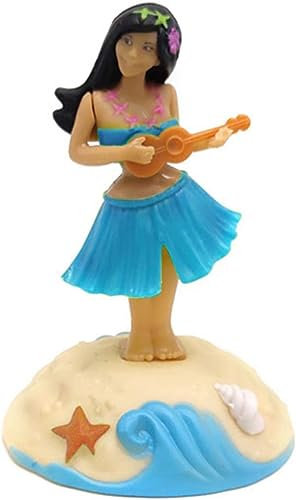Blue Dashboard hula girl bobble head Solar Powered hawaiian hula shaking head dancing toy Figure doll for car interior Decorations ornament Style