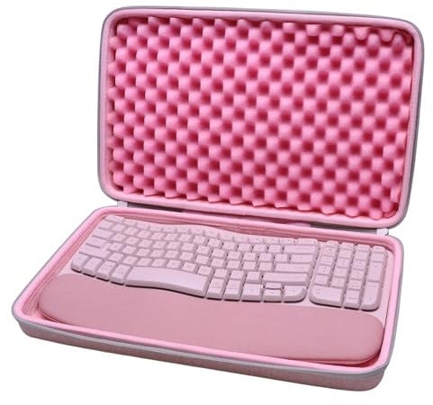 LTGEM Case Compatible with Logitech Wave Keys MK670 Combo Ergonomic Keyboard, Rose