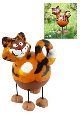 Midene Gartenstecker Keramik Handgefertigt - Gartendeko für Draußen Wetterfest - Garten Deko Keramik - Tier Gartenfiguren & Gartenstatuen - Katze