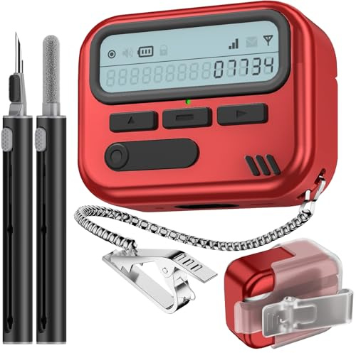 Skyconser Pager Case for AirPods Pro 2 Case with Safety Lock,Red | Sturdy Hard PC Full Protective for Apple AirPods Pro 2nd/1st Gen(2023/2022/2019) with Cleaner Kit and Keychain for Men Women