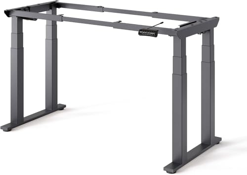 DESKSPACE Höhenverstellbarer Schreibtisch mit 4 Beinen - Schreibtisch Höhenverstellbar Elektrisch mit Leisem Dual Motor & hoher Tragfähigkeit (Schwarzes, Gestell)