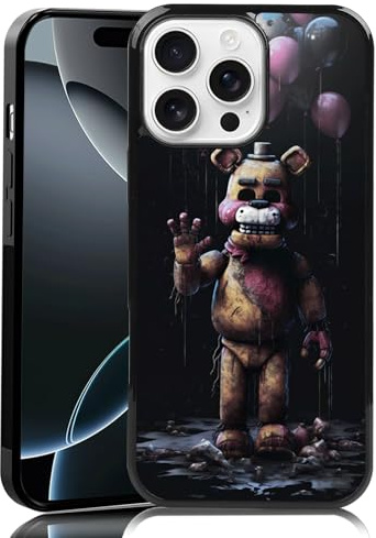 MMYAJT Schwarze niedliche Handyhülle, passend für iPhone 16 Pro Max, TPU, stoßfest, Schutzhülle für iPhone, Horror, Videospiel, Handyhülle, Geschenk für Jungen, Mädchen, Männer, Frauen