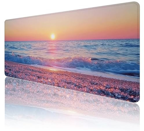 Tapis de Souris Paysage Tapis de Souris Gamer XXL 1200x600x3mm ImperméAble Et AntidéRapant Mousepad Bords Cousus Une éTendu SousMains Tapis Souris Plage pour Gamer, Pc et DéCoration de Bureau T4