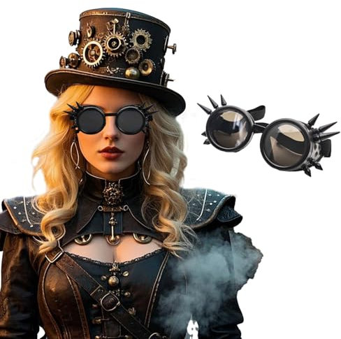 ASFWAGQ Vintage Steampunk Kostüm viktorianische Spiked Steampunk Brille Unisex Stil Steampunk Punk Schutzbrille Gothic Stil Punk Steampunk Accessoires für Halloween Kostüm Karneval Fasching Kostüm