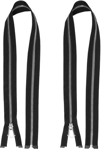 2 Pezzi 70 cm #5 Cerniera Lampo in Metallo, Separare Cerniere Lampo Liscia Facile da Aprire e Chiudere, Resistente al Calore Lavabile in Lavatrice, Cerniera Giubbotto per DIY Progetti di Cucito (Nero)