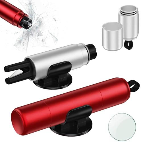 NEUTYPECHIC Sicherheitshammer für Auto, 2 Stück, Glasbruch und Gurtschneider, Rot + Silber