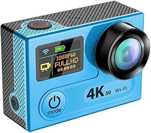 SIMPLETEK Action Kamera | 12MP, 4K 30fps, 170° Wide Angle Lens, 2 LCD + 0,95 OLED | WIFI HDMI DVR | Wasserdicht mit Fernbedienung