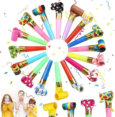 TenaLucy 30 Pezzi Trombette Festa Compleanno,Partito Trombette Fischietto Trombette da Festa Trombetta da Stadio Trombetta Bambini Fischietti Compleanno Bambini Trombette Colorate Divertente