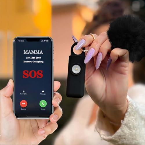 Porte-clés d'alarme anti-panique, dispositif anti-agression SOS appel automatique, envoi instantané position GPS, sirène 130 dB, défense personnelle et autodéfense pour femmes, enfants et personnes