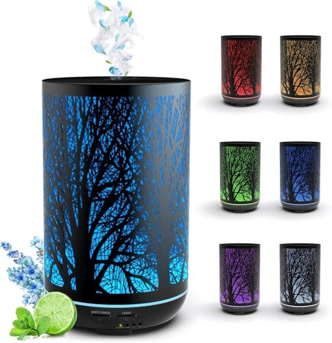Aroma Diffuser für ätherische öle,300ml Raumduft Diffuser Luftbefeuchter mit 7 Farbe Nachtlicht, Automatische Abschaltung mit Timerfunktion.