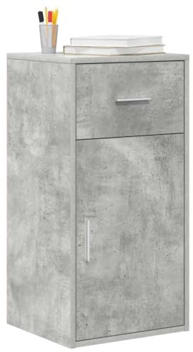 vidaXL Beton Grau Stauraum Schrank mit Schublade und Tür für Küche, Esszimmer, Wohnzimmer – Holzfurnier Konstruktion – Kompakte, platzsparende Lösung – modernes Möbel für drinnen