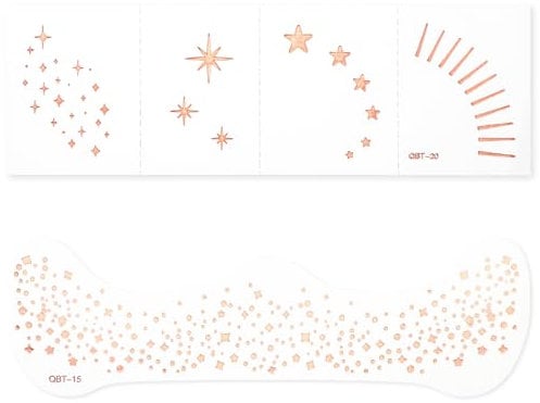 Lot de 20 Tatouages de Taches Rousseur or Rose, Patchs Maquillage Imperméables à Paillettes pour Femmes Mignons et Scintillants pour Noël Cosplay Carnaval Fête