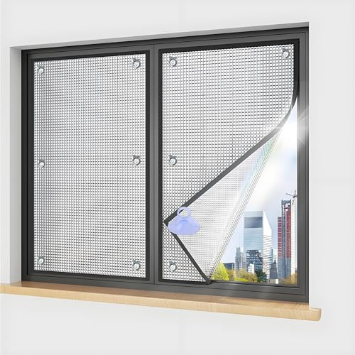 Sonnenschutzfolie für Glasfenster, 9mm Aluminiumfolie Isolier Fensterfolien, UV-Schutz Wärmeschutzfolie mit Saugnäpfen für Sonnenzimmer Balkon Garage(Black,60x120cm)