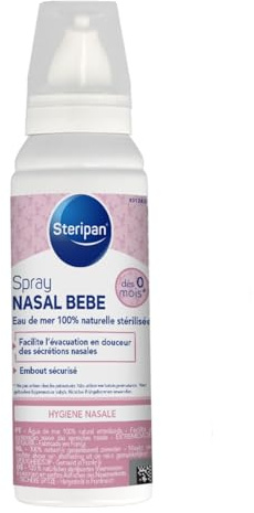 Steripan - Spray Nasal Bébé - Eau de Mer 100% Naturelle Sterilisée - Dès 0 Mois - Embout Sécurisé - Facilite l'Évacuation en Douceur de Sécrétions Nasales - 100ml
