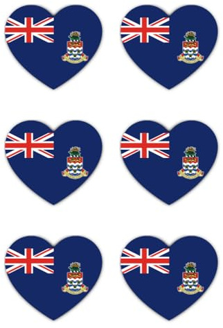 Aufkleber: 50 mm, 6 Stück - Herz Aufkleber Flagge Kaimaninseln Cayman-Islands Set 6 Vinyl wasserfest 50mm 5cm